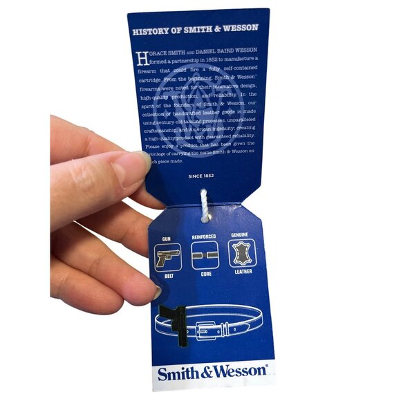 Smith & Wesson Mens Genuine Leather Brown Reinforced Gun Belt With Brass Buckle - Picture 5 of 7